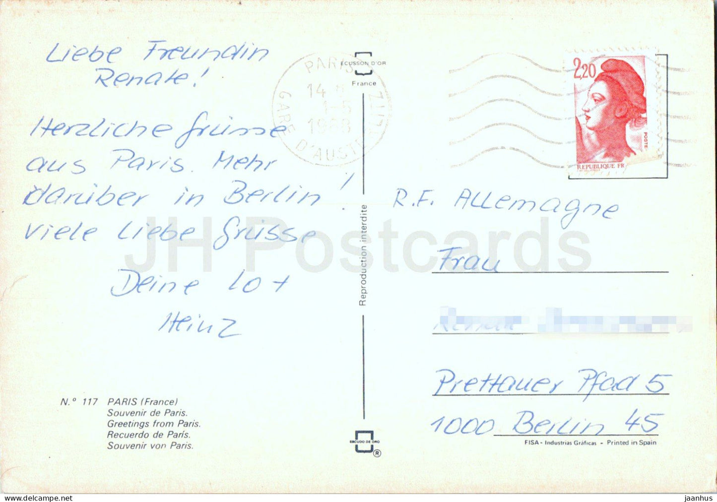 Paris - Souvenir de Paris - Eiffel Tower - Notre-Dame Opera - Arc de Triomphe - multiview - 117 - 1988 - France - used