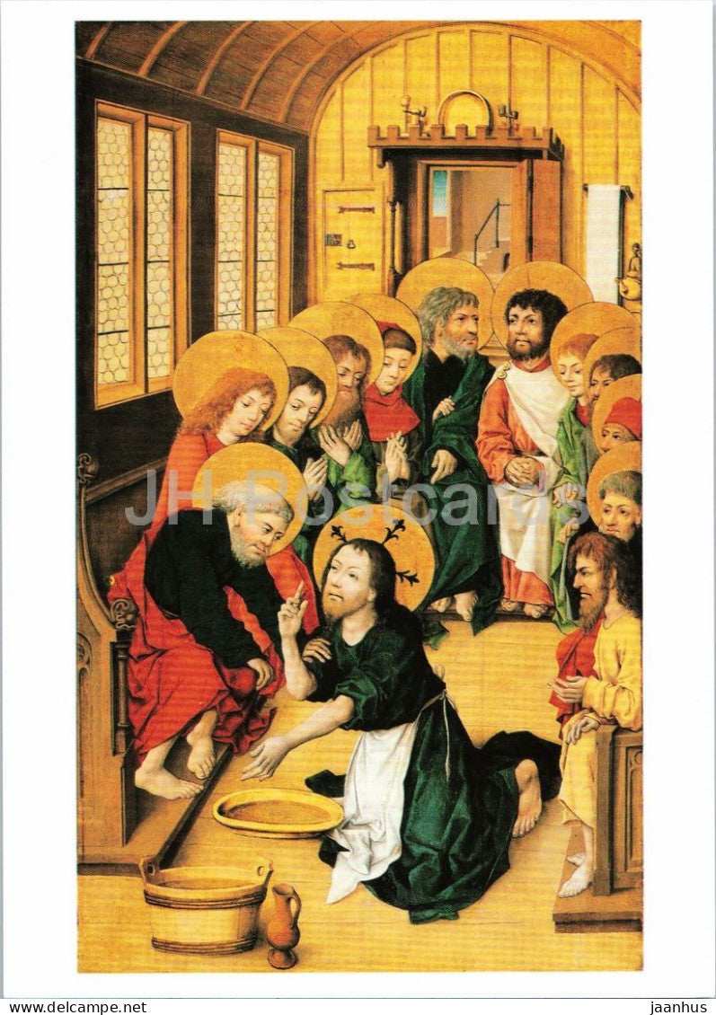 painting by Master of the Housebook - The Washing of the Feet - Die Fusswaschung der Apostel - 1990s - Germany - unused - JH Postcards