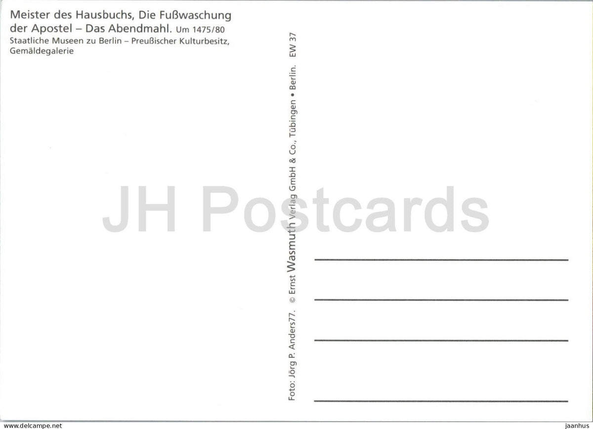 painting by Master of the Housebook - The Washing of the Feet - Die Fusswaschung der Apostel - 1990s - Germany - unused