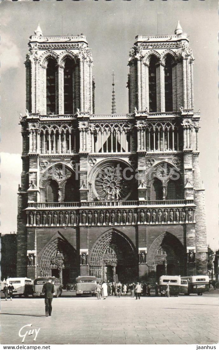 Paris Et Ses Merveilles - Facade de la cathedrale Notre-Dame - cathedral - car - 323 - old postcard - France - unused - JH Postcards