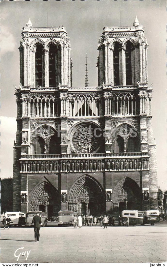 Paris Et Ses Merveilles - Facade de la cathedrale Notre-Dame - cathedral - car - 323 - old postcard - France - unused - JH Postcards