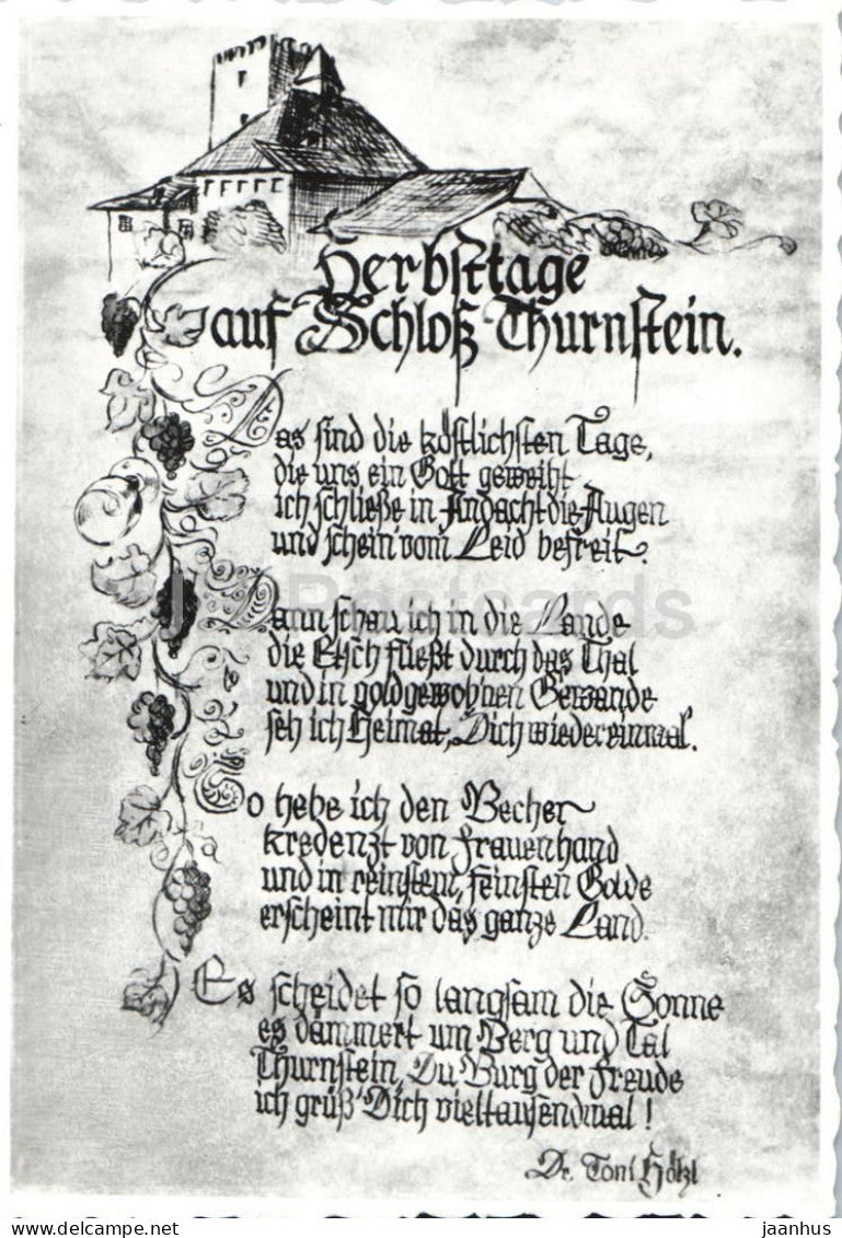 Wandtafel im Schloss Thurnstein bei Meran - Wall Panel - calligraphy art - poetry 40886 - old postcard - Italy - unused - JH Postcards