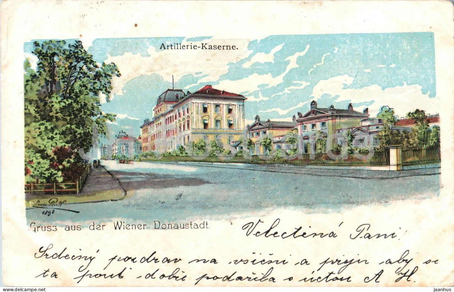 Gruss aus der Wiener Donaustadt - Artillerie Kaserne - Vienna Litho - Erwin Pendl - old postcard - 1898 - Austria - used - JH Postcards