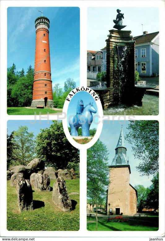Falkoping - lighthouse - church - multiview - 2002 - Sweden - used - JH Postcards