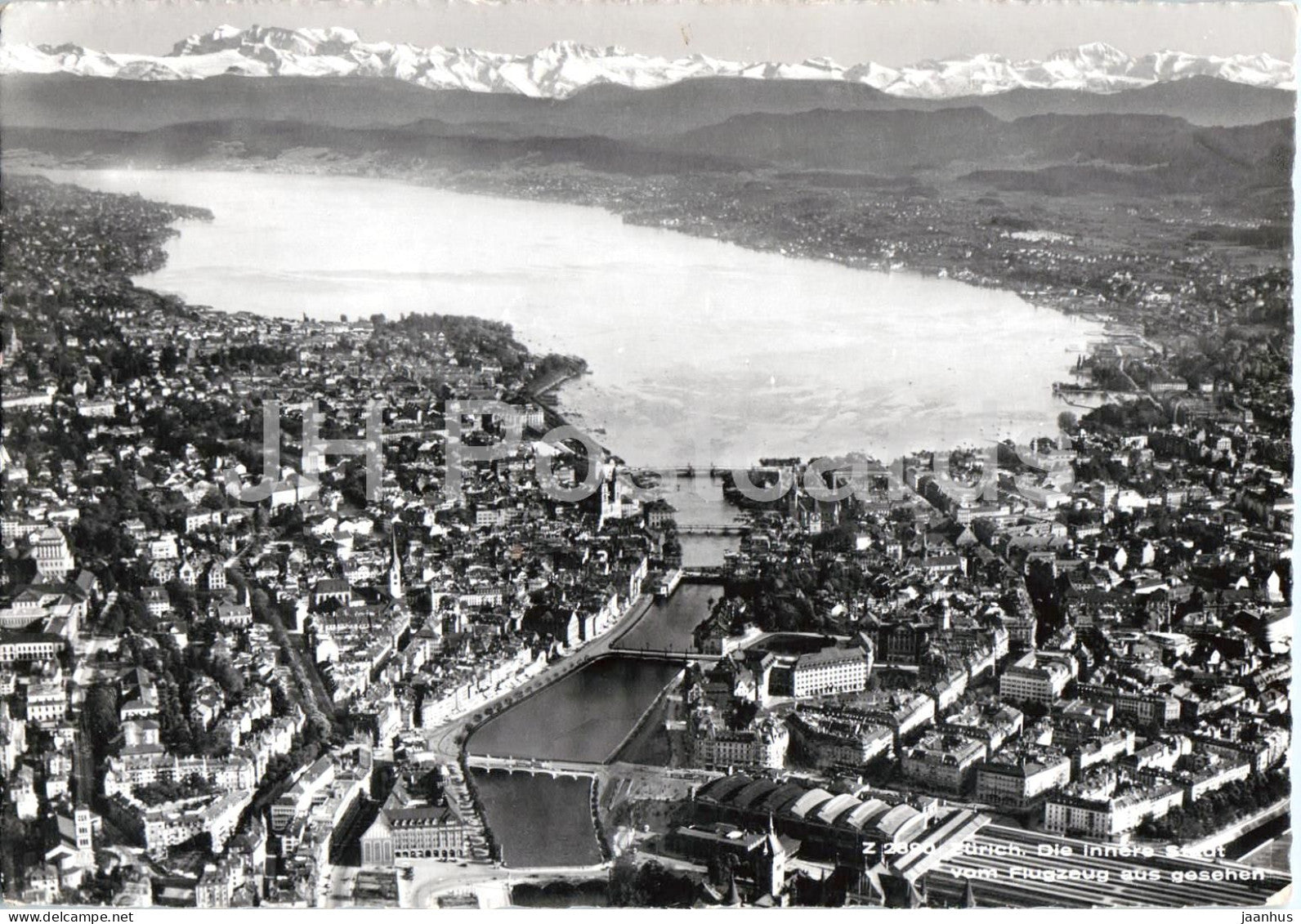 Zurich - Die Innere Stadt vom Flugzeug aus gesehen - aerial view - old postcard - 2890 - 1956 - Switzerland - used - JH Postcards