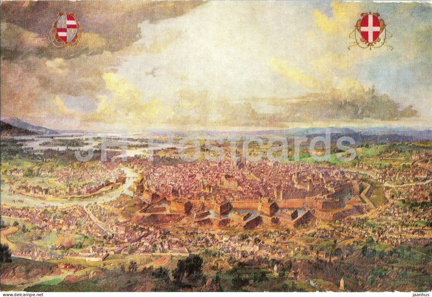 painting by Otto Zeiller - Vienna before the Second Turkish Siege - Turkenbelagerung - Austrian art - Austria - unused - JH Postcards