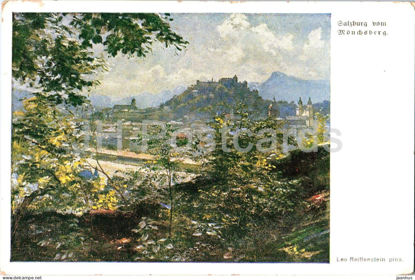 Salzburg vom Monchsberg - Leo Reiffenstein pinx. - illustration - 16 - old postcard - Austria - unused - JH Postcards