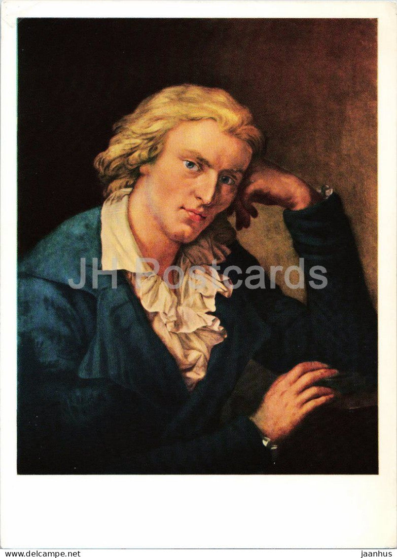painting by Anton Graff - Friedrich Schiller - portrait - German art - 1970s - Germany DDR - unused - JH Postcards