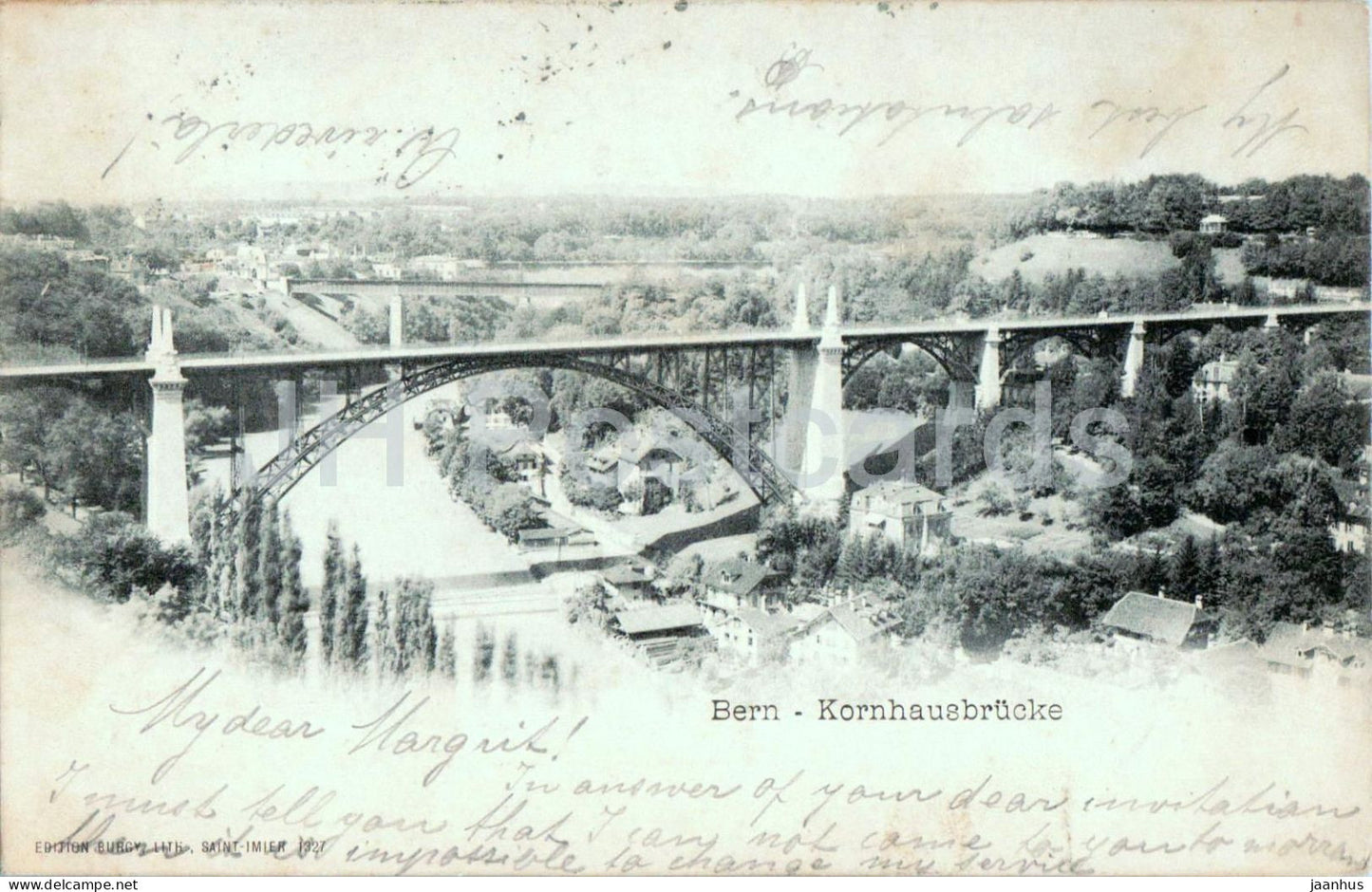 Bern - Kornhausbrucke - bridge - 127 - old postcard - 1900 - Switzerland - used - JH Postcards