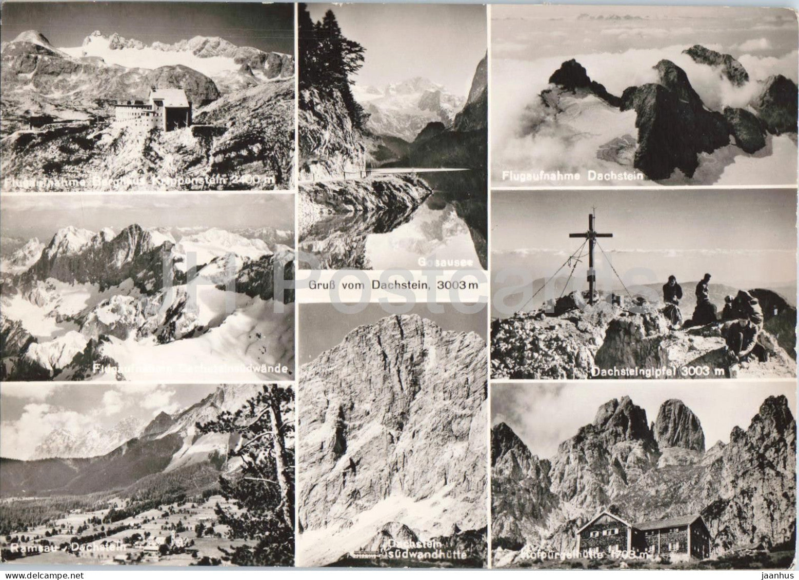 Gruss vom Dachstein 3003 m - Dachsteingipfel - Gosausee - mountains - multiview - old postcard - Austria - unused - JH Postcards