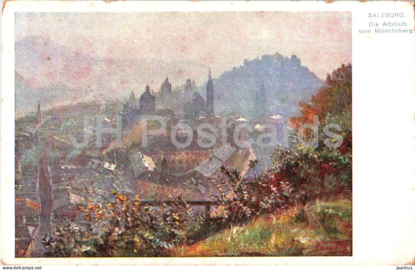 Salzburg - Die Altstadt vom Monchsberg - illustration - 29 - old postcard - Austria - unused - JH Postcards