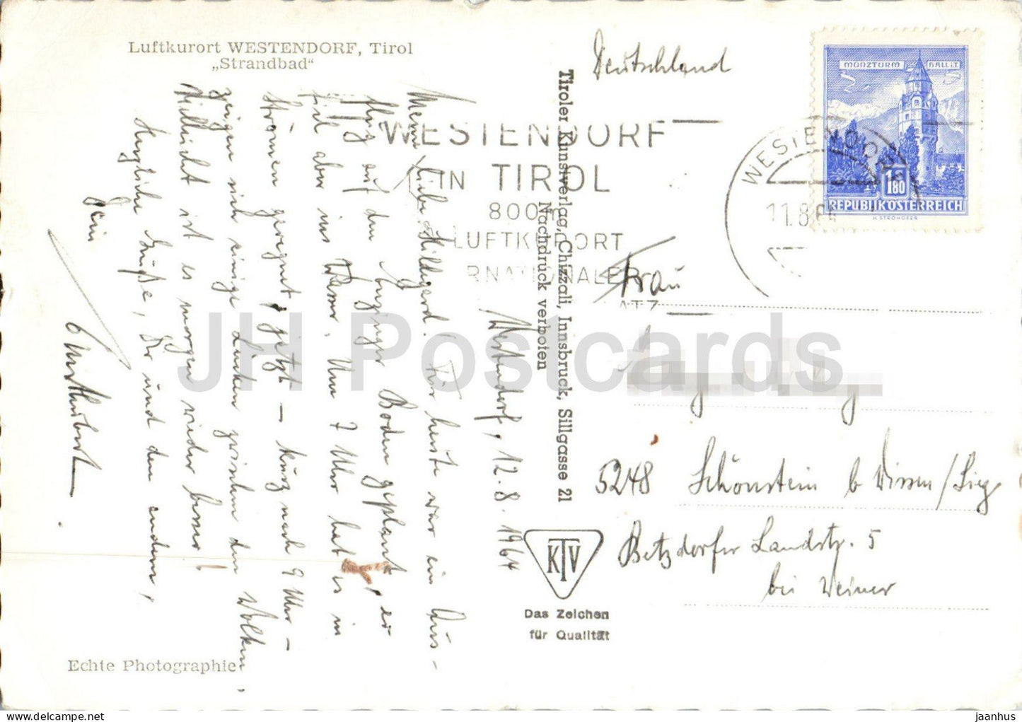 Luftkurort WESTENDORF - Tirol - Strandbad - station thermale - village - lac - montagnes - 1964 - Autriche - occasion 