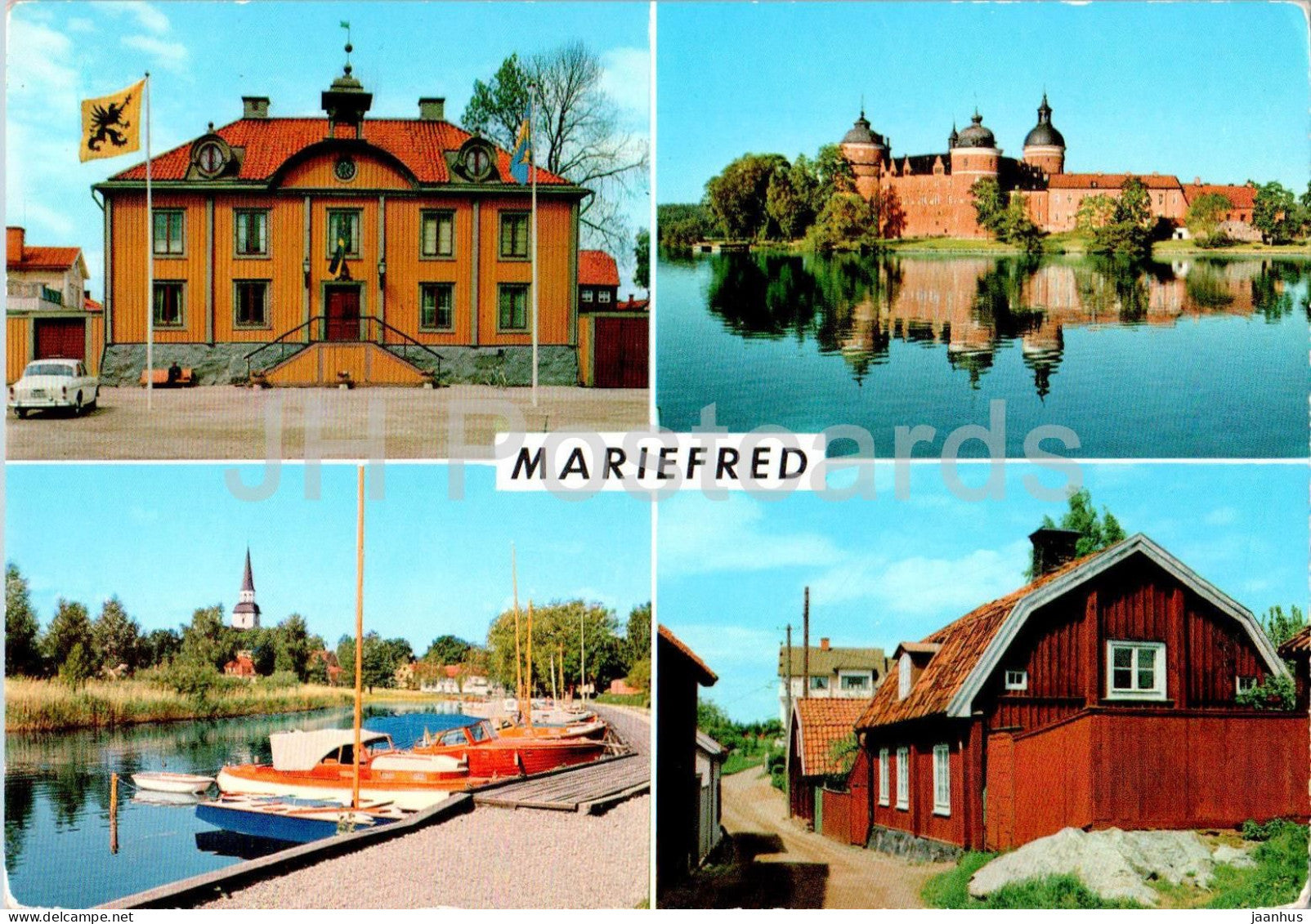 Mariefred - Radhuset - Gripsholms Slott - Smabatshamnen - Bergsgatan - boat - multiview - 24 - 1968 - Sweden - used - JH Postcards