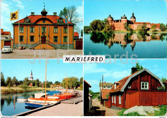 Mariefred - Radhuset - Gripsholms Slott - Smabatshamnen - Bergsgatan - boat - multiview - 24 - 1968 - Sweden - used - JH Postcards