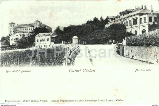 Curort Voslau - Grandhotel Bellevue - Marien-Villa - hotel - old postcard - 1900s - Austria - unused - JH Postcards
