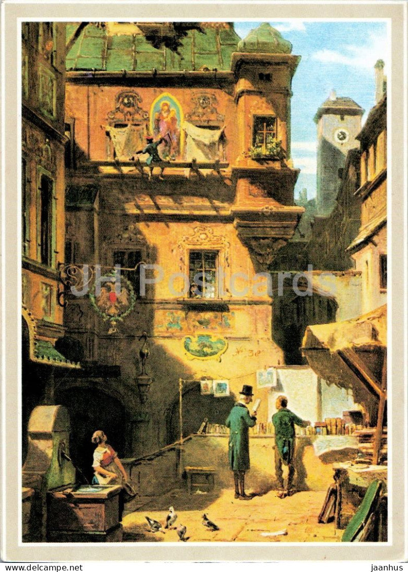 painting by Carl Spitzweg - Art and Science - Kunst und Wissenschaft - German art - Germany - unused - JH Postcards