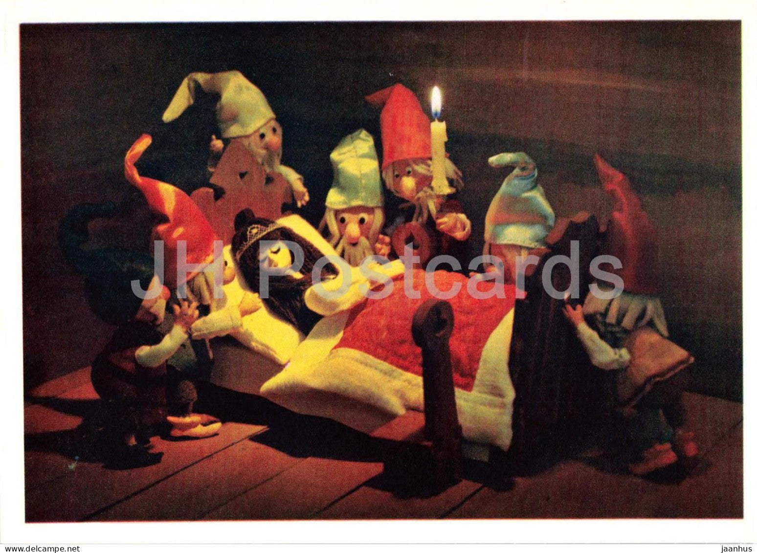 Snow White and the Seven Dwarfs - sleeping puppet - Karelian Fairy Tale by Brothers Grimm - 1972 - Russia USSR - unused - JH Postcards