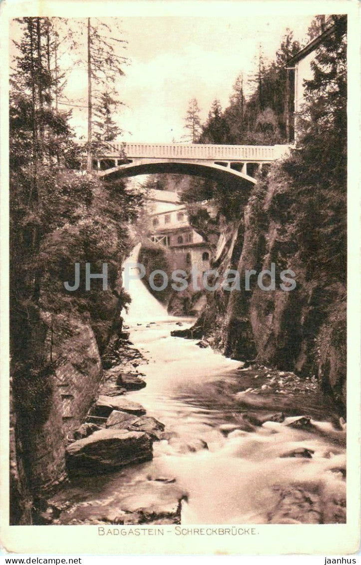Badgastein - Schreckbrucke - bridge - river gorge - waterfall - No. 26 - old postcard - Austria - used - JH Postcards