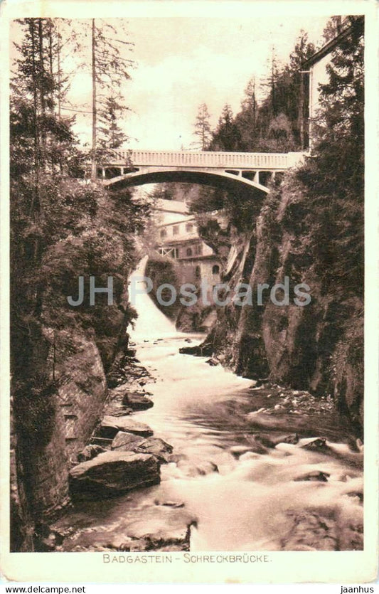 Badgastein - Schreckbrucke - bridge - river gorge - waterfall - No. 26 - old postcard - Austria - used - JH Postcards