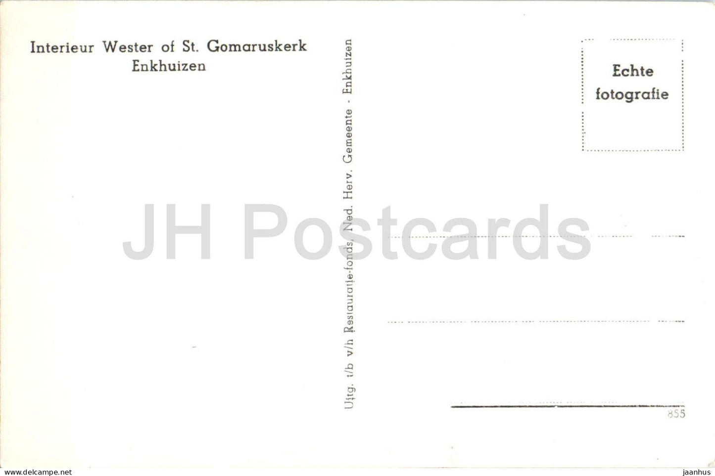 Enkhuizen  - Interieur Wester of St. Gomaruskerk - Church interior - organ - 855 - old postcard - Netherlands - unused