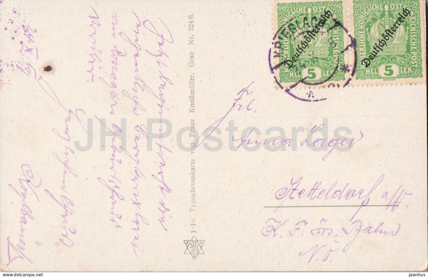 Waldheimat - Roseggers Geburtshaus à Alpl bei Krieglach - 524/6 - carte postale ancienne - 1919 - Autriche - utilisé 