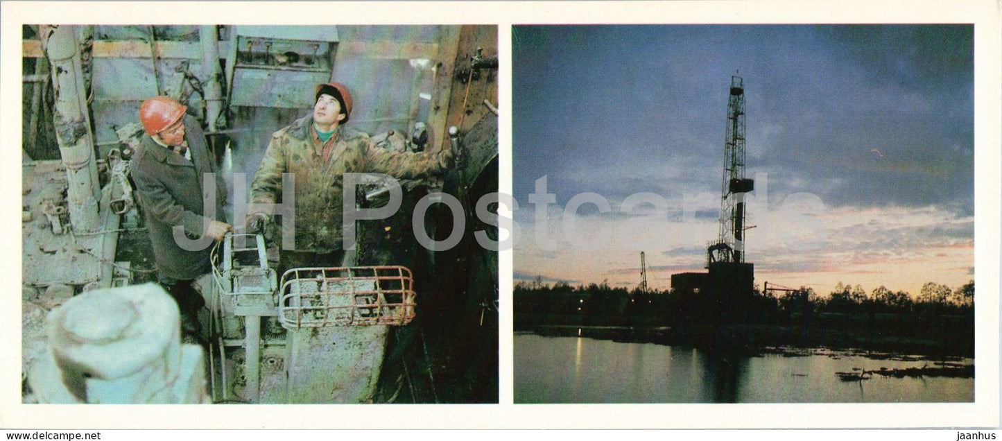 Samotlor Nights - oil workers - driller - Khanty-Mansi region - 1980 - Russia - USSR - unused - JH Postcards