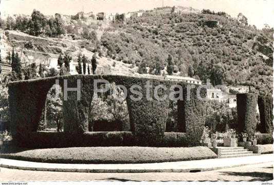 Malaga - Jardines del Ayuntamiento y Castillo de Gibralfaro - City Hall Gardens and Gibralfaro Castle 27 - Spain - used - JH Postcards
