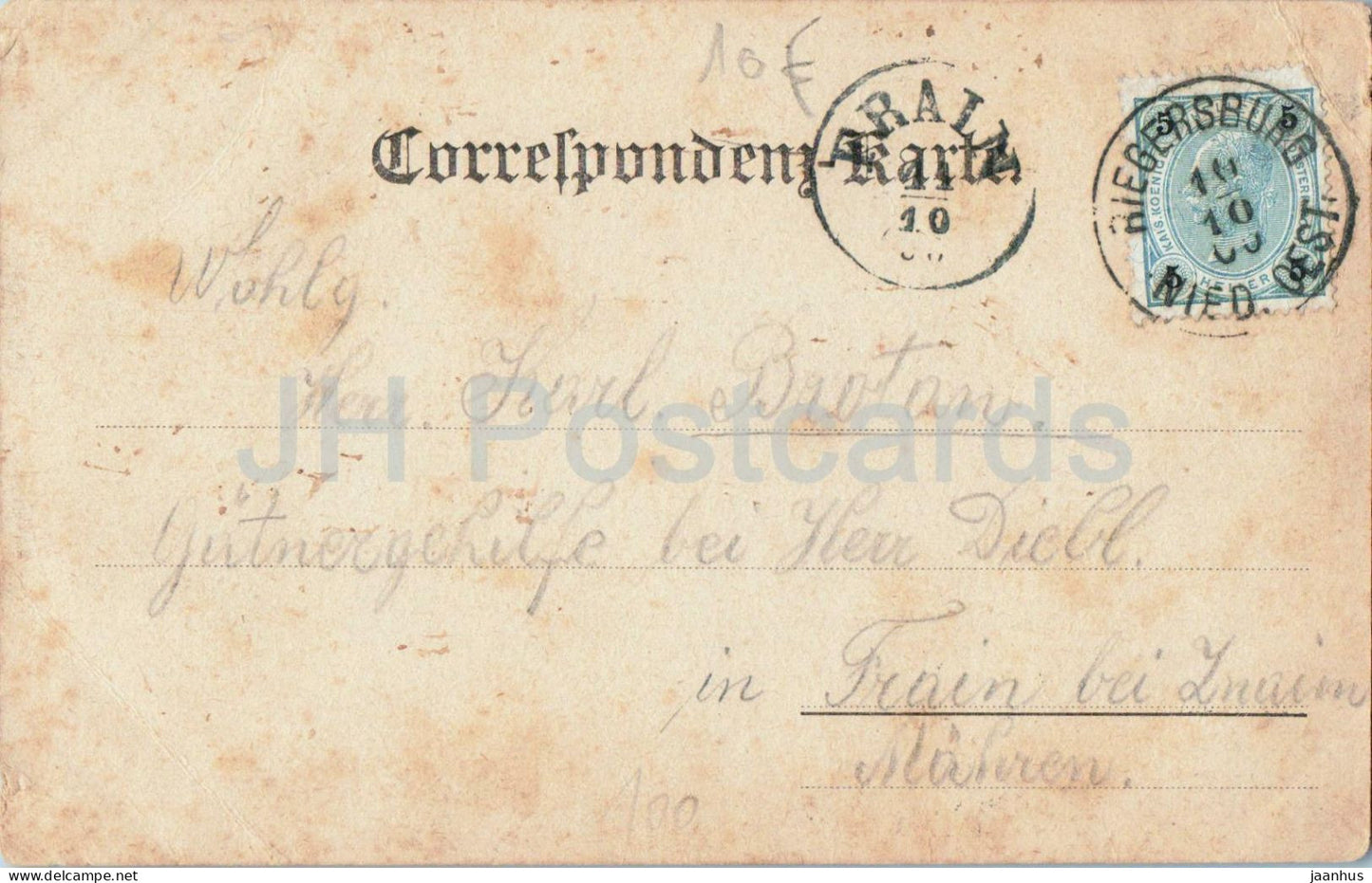 Riegersburg - Hauptplatz - Schloss - place du village et château - carte postale ancienne - Autriche - utilisé 