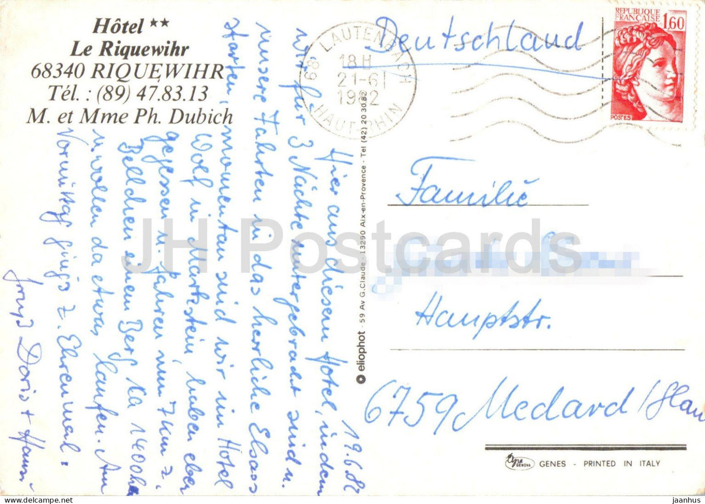 Hotel Le Riquewihr - hotel - vineyard - Alsace - building facade - 1982 - France - used