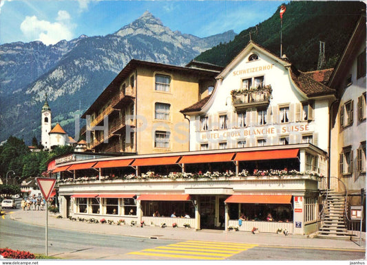 Fluelen am Vierwaldstattersee Hotel Schweizerhof mit Rophaien - street - 6070 - Switzerland - unused - JH Postcards