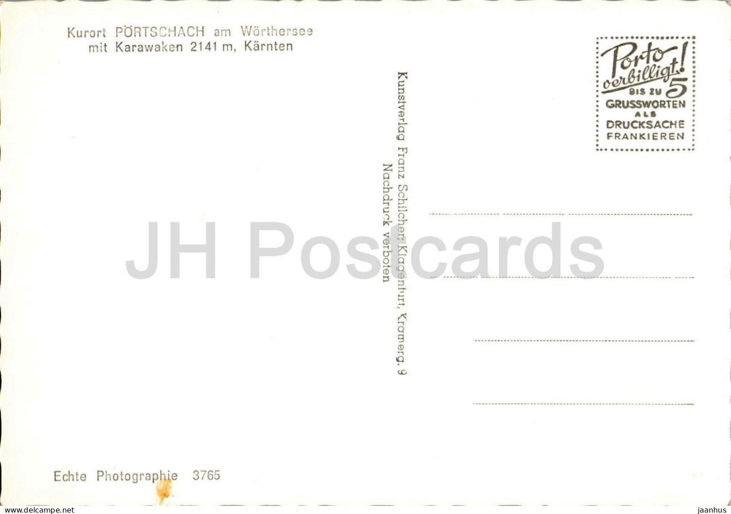 Kurort Portschach am Worthersee mit Karawanken 2141 m Karnten - ville de villégiature - 3765 - vieille carte postale - Autriche - non utilisée