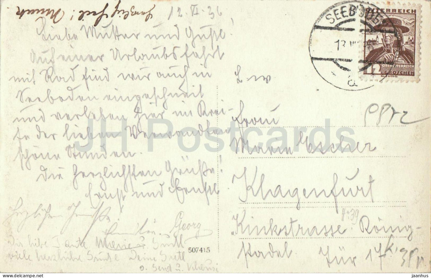 Seeboden am Millstattersee - village - lake view - mountains - old postcard - 1936 - Austria - unused