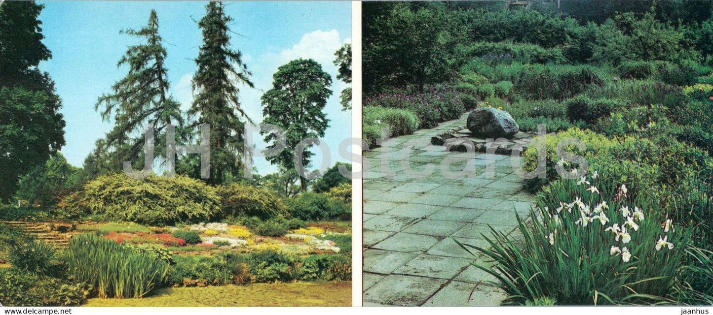 Riga - Rock garden ecological groundcover display - botanical garden - flowers - 1986 - Latvia - USSR - unused - JH Postcards