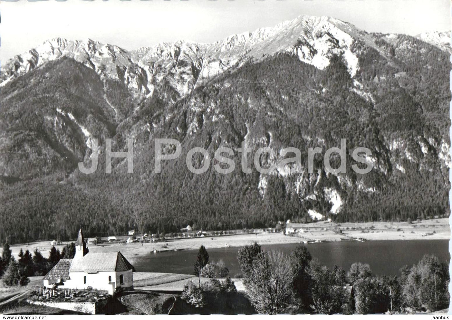 Presseggersee mit Spitzegel 2118 m - Karnten - lake - mountains - panorama - 3851 - 1963 - Austria - used - JH Postcards