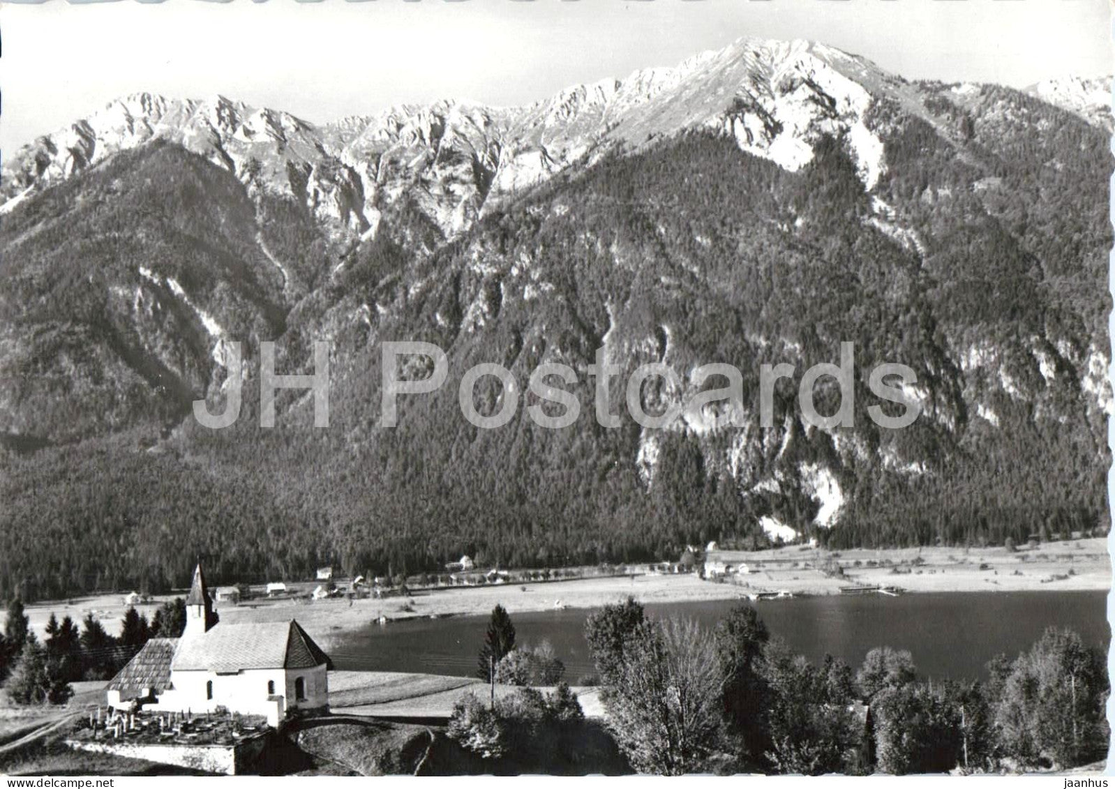 Presseggersee mit Spitzegel 2118 m - Karnten - lake - mountains - panorama - 3851 - 1963 - Austria - used - JH Postcards