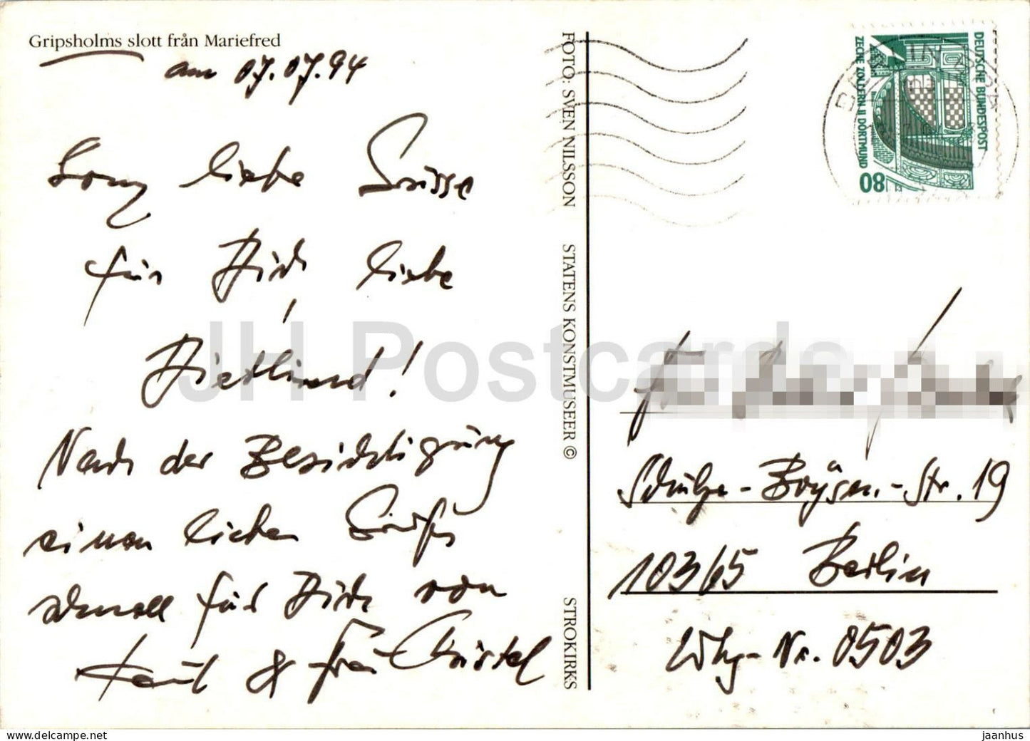 Gripsholms Slott fran Mariefred - bateau - 1994 - Suède - d'occasion 