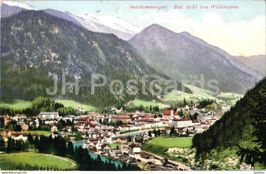 Salzkammergut - Bad Ischl von Wildenstein - city view - mountains - 760 - old postcard - 1922 - Austria - used - JH Postcards