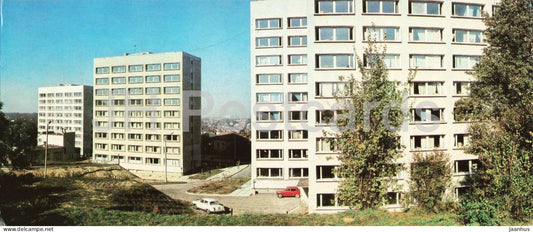 Lviv - New Buildings on Zelenaya Street - car Volga Moskvich - 1985 - USSR Ukraine - unused - JH Postcards