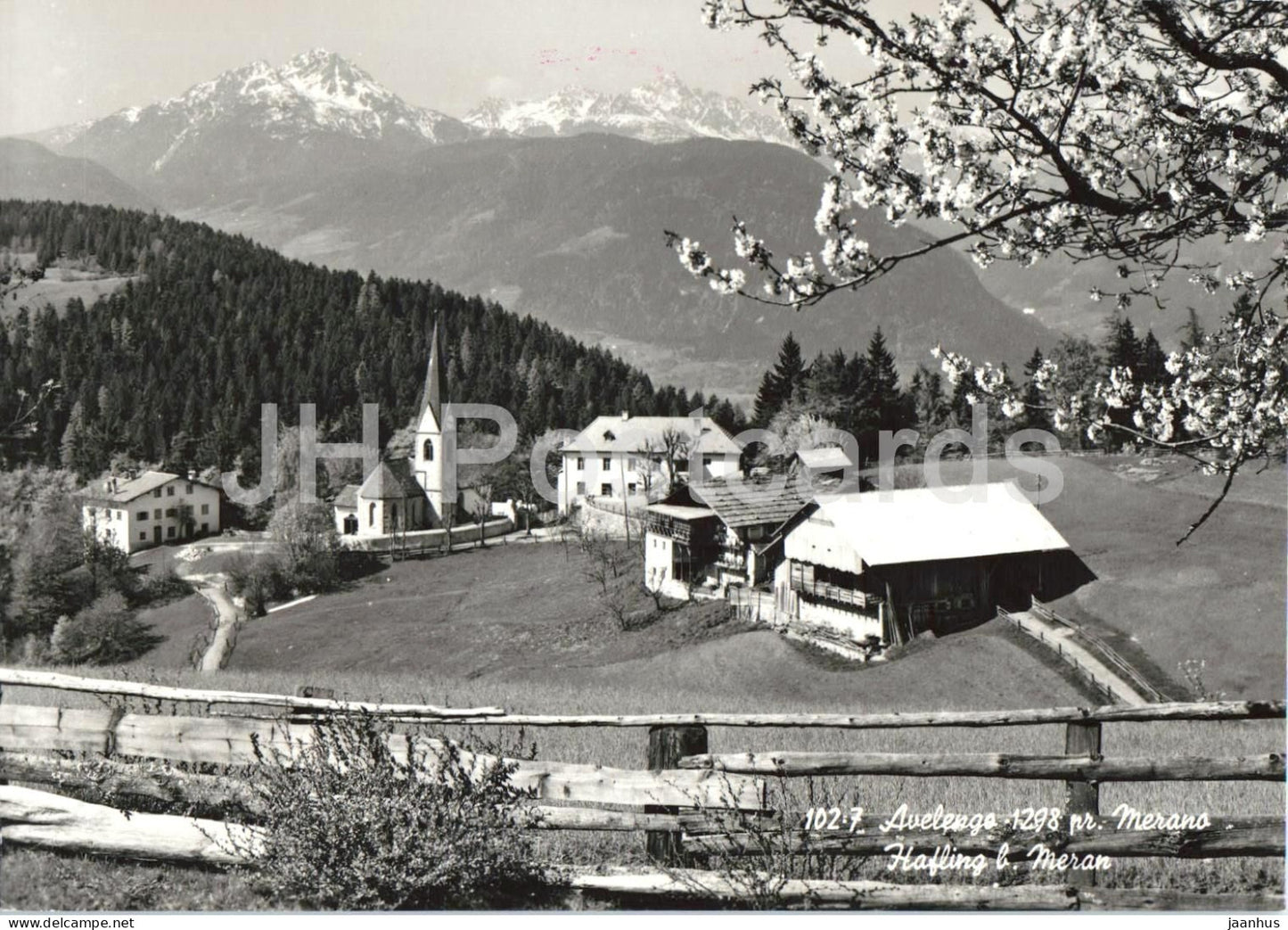 Avelengo 1298 pr. Merano - Hafling b Merano - village - church - alpine landscape - 102-7 - 1961 - Italy - used - JH Postcards