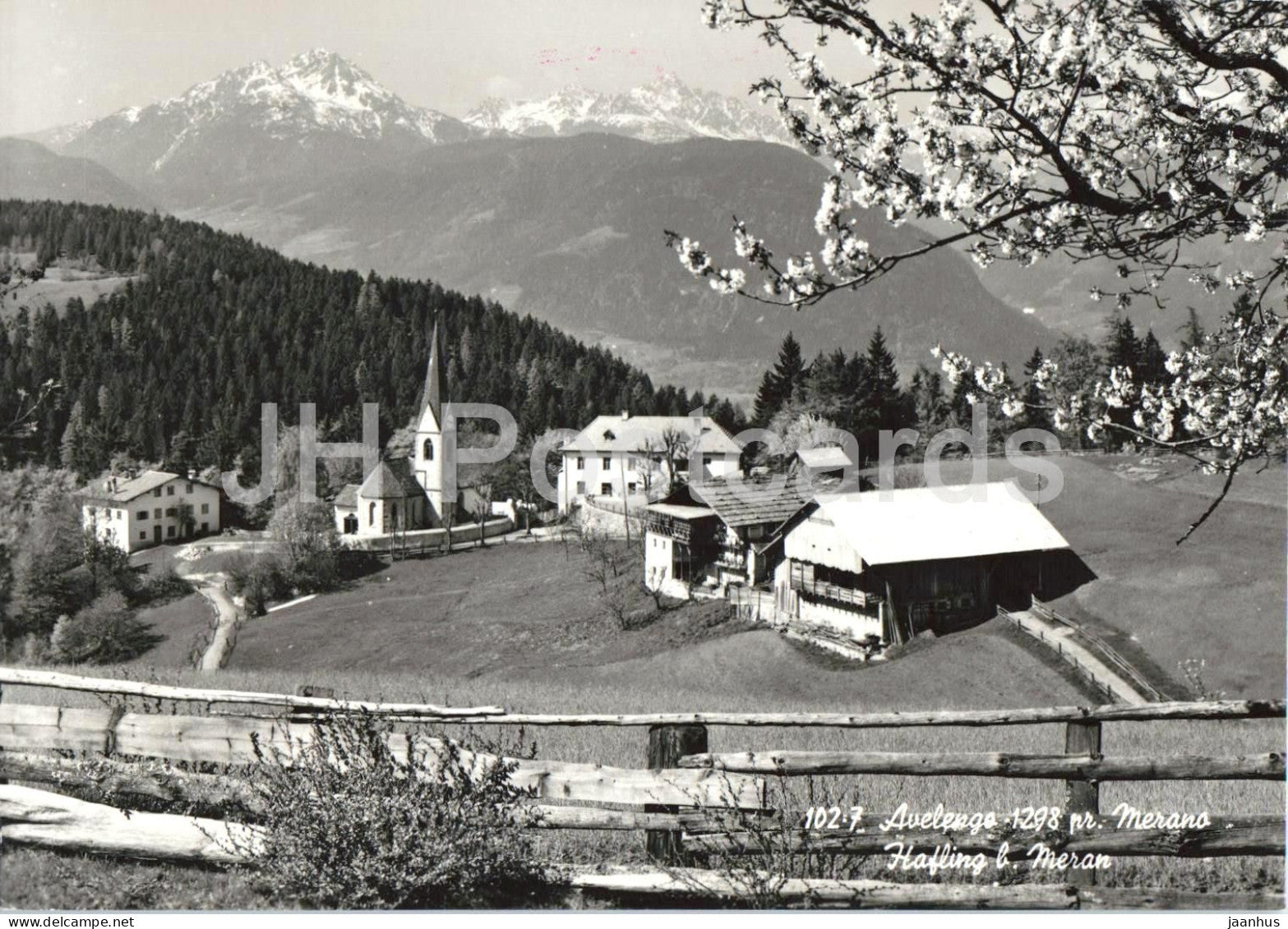 Avelengo 1298 pr. Merano - Hafling b Merano - village - church - alpine landscape - 102-7 - 1961 - Italy - used - JH Postcards