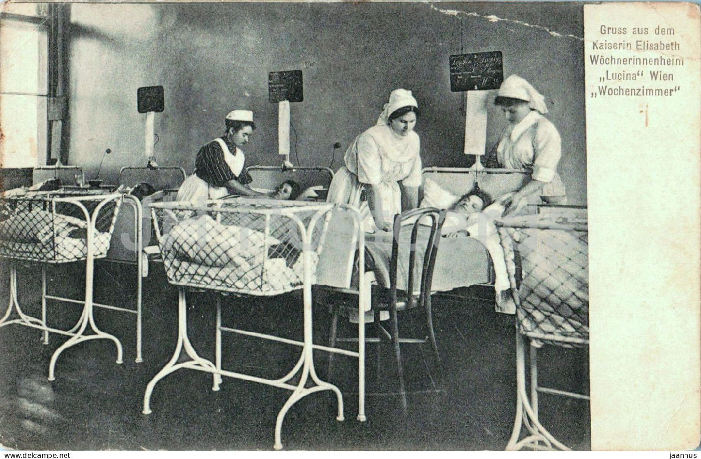 Gruss aus dem Kaiserin Elisabeth Wochnerinnenheim Lucina Wien Wochenzimmer - Vienna - old postcard - Austria - unused - JH Postcards