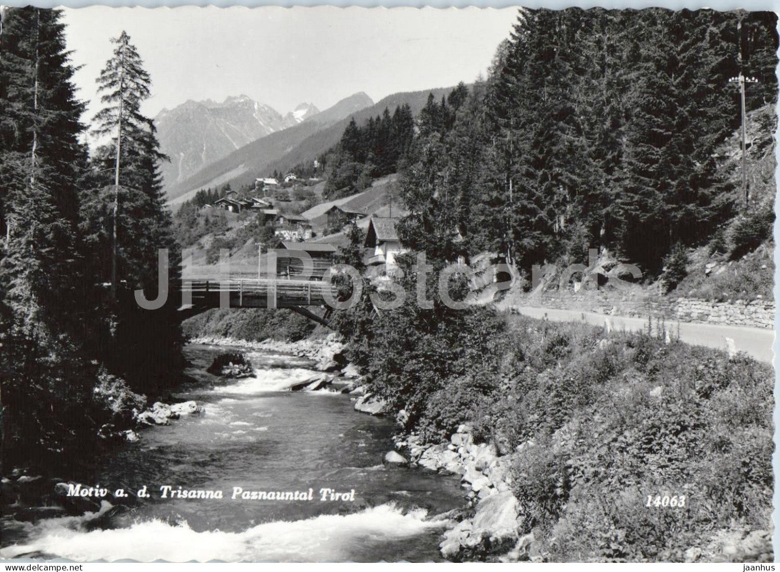 Motiv a. d. Trisanna - Paznauntal - Tirol - river - village - mountains - 14063 - old postcard - Austria - unused - JH Postcards