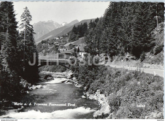 Motiv a. d. Trisanna - Paznauntal - Tirol - river - village - mountains - 14063 - old postcard - Austria - unused - JH Postcards