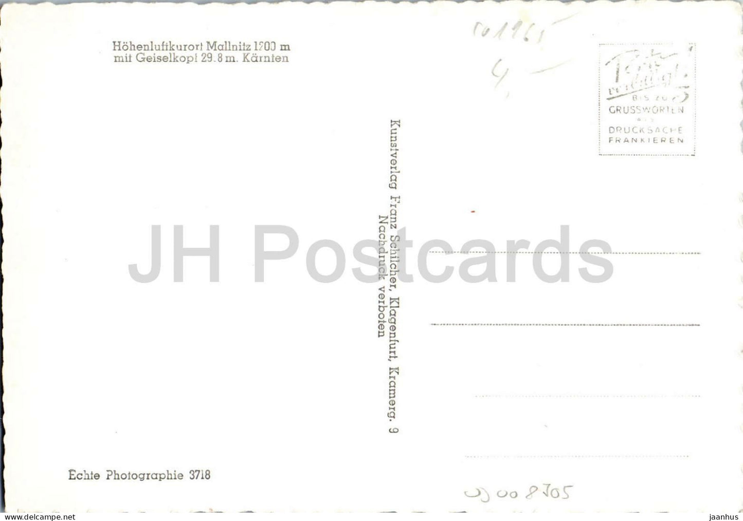 Hohenluftkurort Mallnitz 1200 m mit Geiselkopf 2968 m - Kärnten - Dorf - 1 - 3718 - alte Postkarte - Österreich - unbenutzt