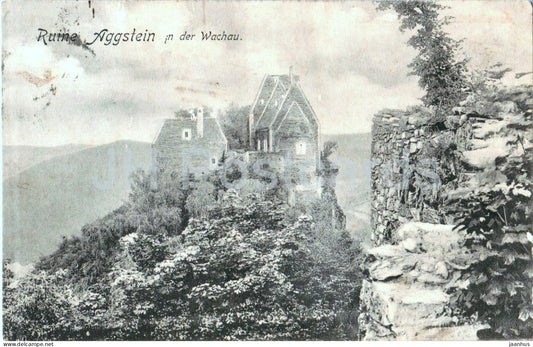 Ruine Aggstein in der Wachau - castle ruins - landscape - 1648 - old postcard - 1910 - Austria - used - JH Postcards