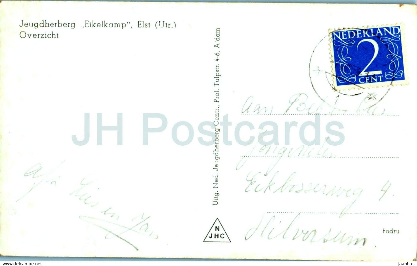 Jeugdherberg Eikelkamp – Elst – Jugendherberge Eikelkamp – Übersicht – alte Postkarte – 1953 – Niederlande – gebraucht