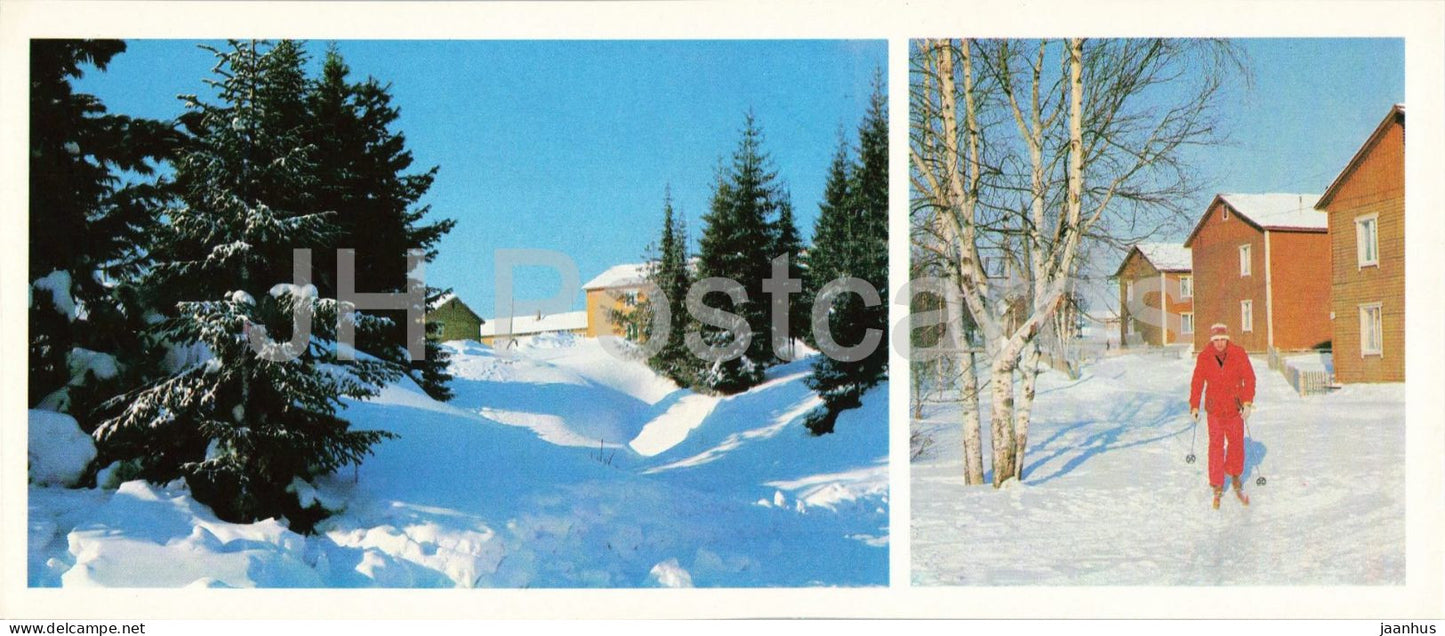 Khanty-Mansiysk - geologists residential district - skiing - 1980 - Russia - USSR - unused - JH Postcards