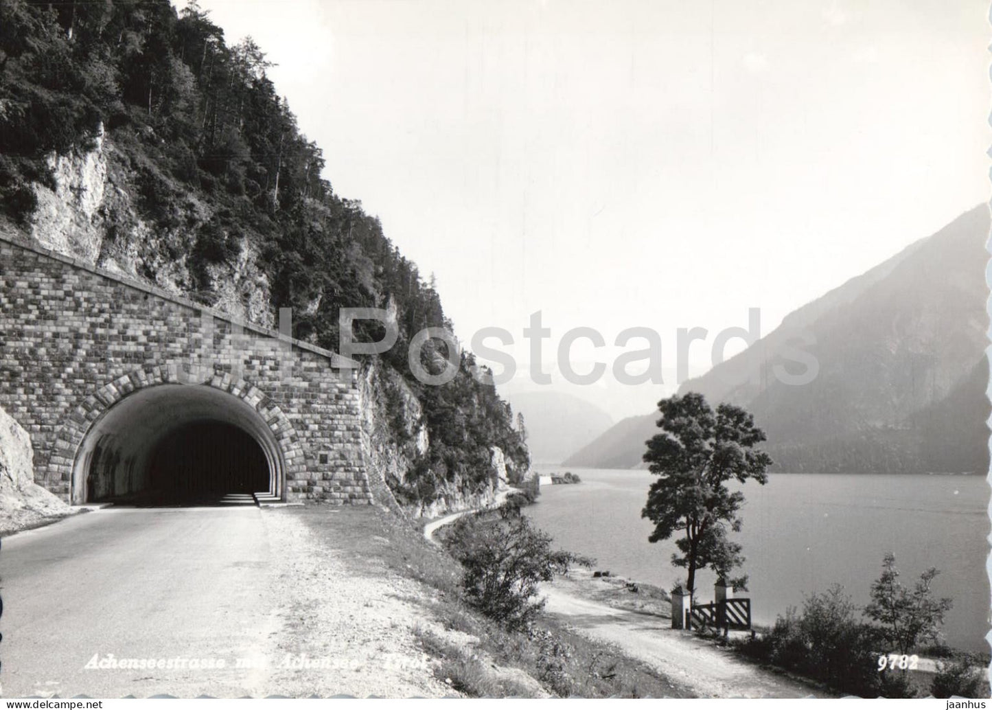 Achenseestrasse Achensee - Tirol - lakeside road - tunnel - alpine landscape - 9782 - old postcard - Austria - unused - JH Postcards