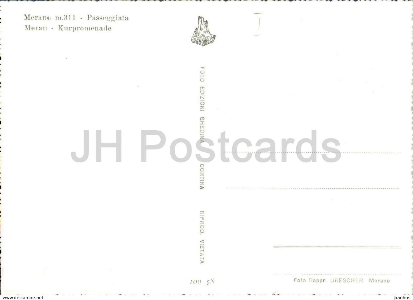 Meran m. 311 - Passeggiata - Kurpromenade - Meran - Spa Promenade - Marktplatz - alte Postkarte - unbenutzt - Italien