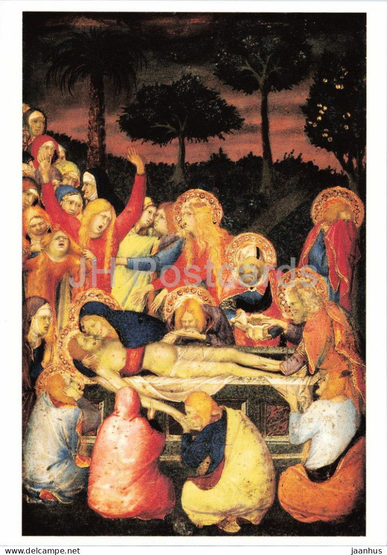 painting by Simone Martini - The Entombment of Christ - Die Grablegung Christi - Italian art - Germany - used - JH Postcards